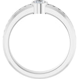 14K Gold Oval Lab-Grown Diamond Accented Band - 6x4mm Stones - White Gold - view 2