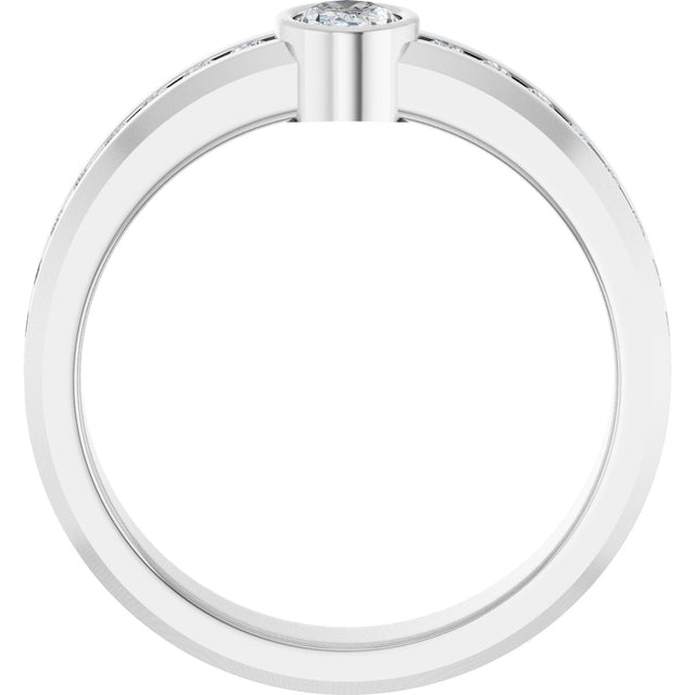 Platinum Oval Lab-Grown Diamond Accented Band - 6x4mm Stones - view 2