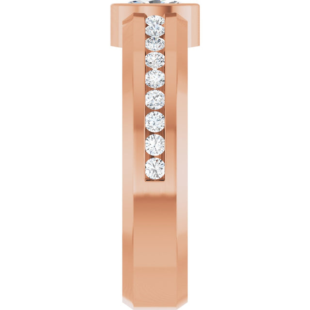 14K Gold Oval Lab-Grown Diamond Accented Band - 6x4mm Stones - Rose Gold - view 4