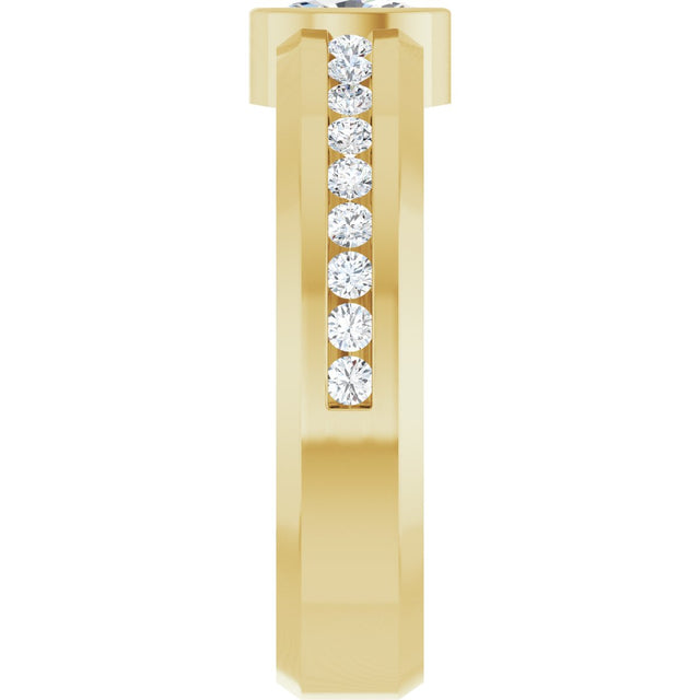 14K Gold Oval Lab-Grown Diamond Accented Band - 6x4mm Stones - Yellow Gold - view 4