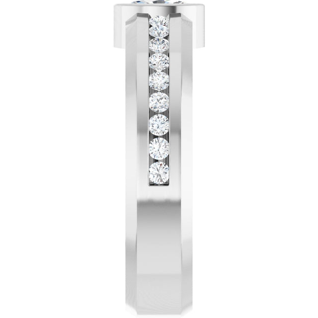 Platinum Oval Lab-Grown Diamond Accented Band - 6x4mm Stones - view 4