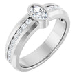 Platinum Oval Lab-Grown Diamond Accented Band - 6x4mm Stones