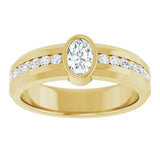 14K Gold Oval Lab-Grown Diamond Accented Band - 6x4mm Stones - Yellow Gold - view 3