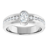 Platinum Oval Lab-Grown Diamond Accented Band - 6x4mm Stones - view 3