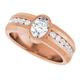 14K Gold Oval Lab-Grown Diamond Accented Band - 7x5mm Stones - Rose Gold - view 5