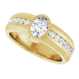 14K Gold Oval Lab-Grown Diamond Accented Band - 7x5mm Stones - Yellow Gold - view 5