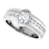 14K Gold Oval Lab-Grown Diamond Accented Band - 7x5mm Stones - White Gold - view 5