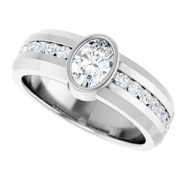 14K Gold Oval Lab-Grown Diamond Accented Band - 7x5mm Stones - White Gold - view 5
