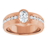 14K Gold Oval Lab-Grown Diamond Accented Band - 7x5mm Stones - Rose Gold - view 3