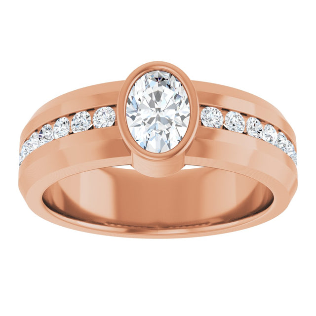 14K Gold Oval Lab-Grown Diamond Accented Band - 7x5mm Stones - Rose Gold - view 3