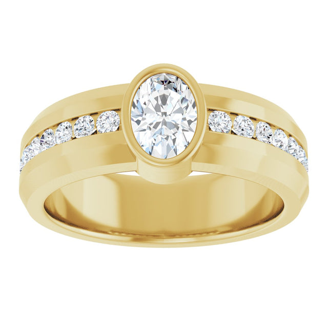 14K Gold Oval Lab-Grown Diamond Accented Band - 7x5mm Stones - Yellow Gold - view 3