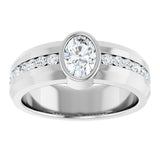 14K Gold Oval Lab-Grown Diamond Accented Band - 7x5mm Stones - White Gold - view 3