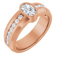 14K Gold Oval Lab-Grown Diamond Accented Band - 7x5mm Stones - Rose Gold