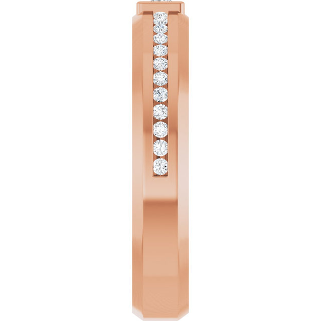 14K Gold Square Lab-Grown Diamond Accented Band - 2.5x2.5mm Stones - Rose Gold - view 4
