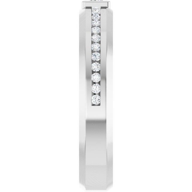 14K Gold Square Lab-Grown Diamond Accented Band - 2.5x2.5mm Stones - White Gold - view 4