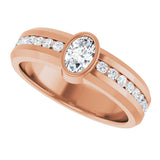 14K Gold Oval Lab-Grown Diamond Accented Band - 6x4mm Stones - Rose Gold - view 5