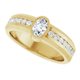 14K Gold Oval Lab-Grown Diamond Accented Band - 6x4mm Stones - Yellow Gold - view 5