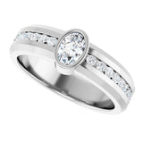 14K Gold Oval Lab-Grown Diamond Accented Band - 6x4mm Stones - White Gold - view 5