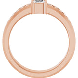14K Gold Emerald Lab-Grown Diamond Accented Band - 6x4mm Stones - Rose Gold - view 2