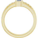 14K Gold Emerald Lab-Grown Diamond Accented Band - 6x4mm Stones - Yellow Gold - view 2