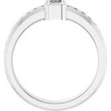 14K Gold Emerald Lab-Grown Diamond Accented Band - 6x4mm Stones - White Gold - view 2