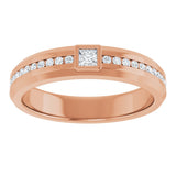 14K Gold Square Lab-Grown Diamond Accented Band - 2.5x2.5mm Stones - Rose Gold - view 3