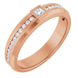 14K Gold Square Lab-Grown Diamond Accented Band - 2.5x2.5mm Stones - Rose Gold