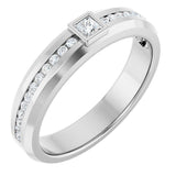 14K Gold Square Lab-Grown Diamond Accented Band - 2.5x2.5mm Stones - White Gold