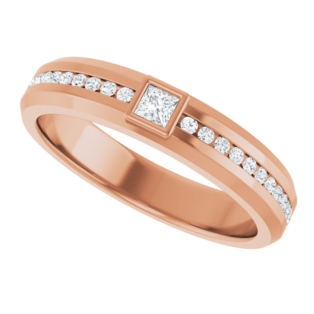 14K Gold Square Lab-Grown Diamond Accented Band - 2.5x2.5mm Stones - Rose Gold - view 5