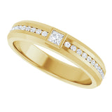 14K Gold Square Lab-Grown Diamond Accented Band - 2.5x2.5mm Stones - Yellow Gold - view 5