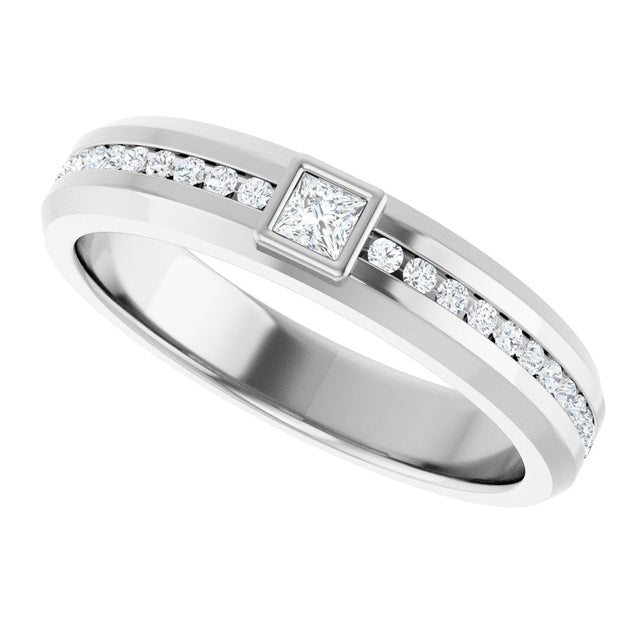 14K Gold Square Lab-Grown Diamond Accented Band - 2.5x2.5mm Stones - White Gold - view 5