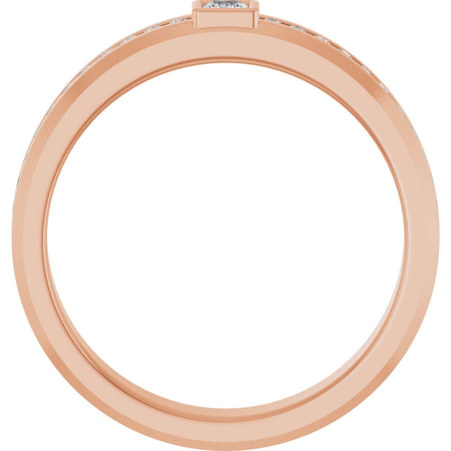 14K Gold Square Lab-Grown Diamond Accented Band - 2.5x2.5mm Stones - Rose Gold - view 2