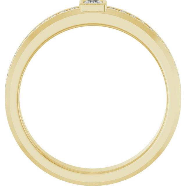 14K Gold Square Lab-Grown Diamond Accented Band - 2.5x2.5mm Stones - Yellow Gold - view 2