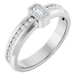 Platinum Emerald Lab-Grown Diamond Accented Band - 5x3mm Stones