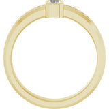 14K Gold Emerald Lab-Grown Diamond Accented Band - 5x3mm Stones - Yellow Gold - view 2