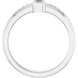 Platinum Emerald Lab-Grown Diamond Accented Band - 5x3mm Stones - view 2
