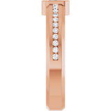 14K Gold Emerald Lab-Grown Diamond Accented Band - 5x3mm Stones - Rose Gold - view 4