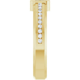 14K Gold Emerald Lab-Grown Diamond Accented Band - 5x3mm Stones - Yellow Gold - view 4