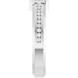 Platinum Emerald Lab-Grown Diamond Accented Band - 5x3mm Stones - view 4