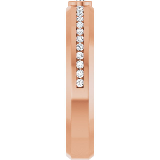 14K Gold Round Lab-Grown Diamond Accented Band - 2.5mm Stones - Rose Gold - view 4