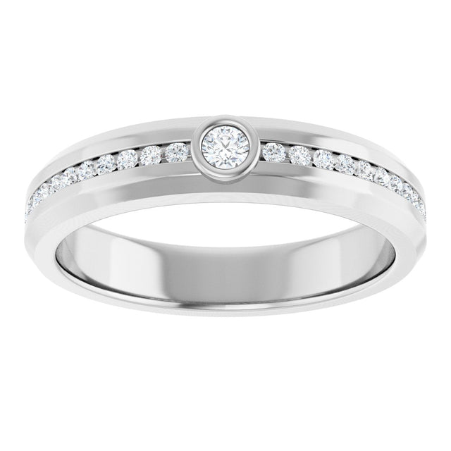 Platinum Round Lab-Grown Diamond Accented Band - 2.5mm Stones - view 3