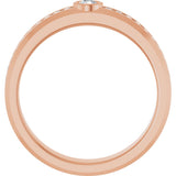 14K Gold Round Lab-Grown Diamond Accented Band - 3mm Stones - Rose Gold - view 2