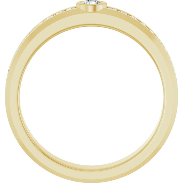 14K Gold Round Lab-Grown Diamond Accented Band - 3mm Stones - Yellow Gold - view 2