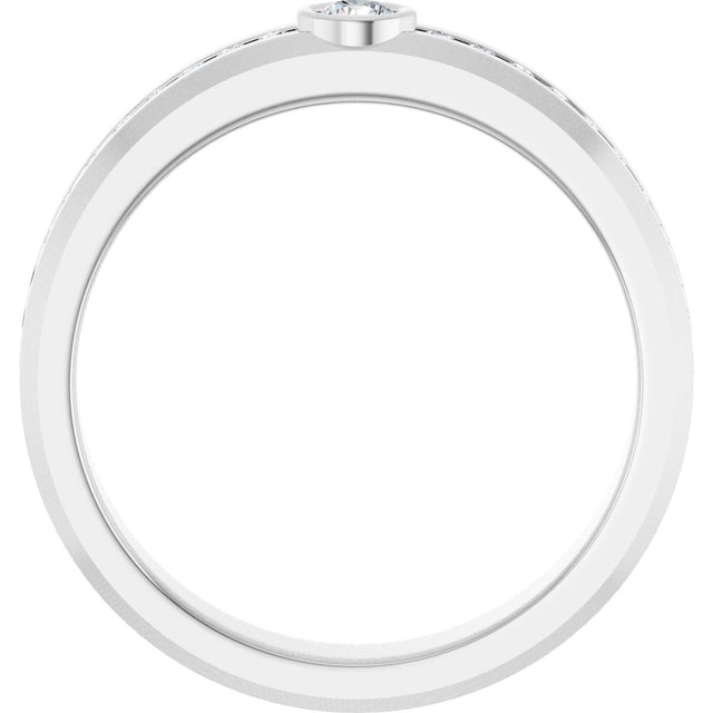 Platinum Round Lab-Grown Diamond Accented Band - 3mm Stones - view 2
