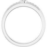 14K Gold Round Lab-Grown Diamond Accented Band - 3mm Stones - White Gold - view 2