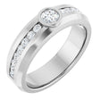 Platinum Round Lab-Grown Diamond Accented Band - 4.1mm Stones
