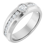 Platinum Round Lab-Grown Diamond Accented Band - 4.1mm Stones