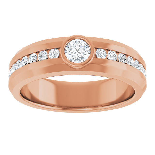 14K Gold Round Lab-Grown Diamond Accented Band - 4.1mm Stones - Rose Gold - view 3