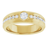14K Gold Round Lab-Grown Diamond Accented Band - 4.1mm Stones - Yellow Gold - view 3