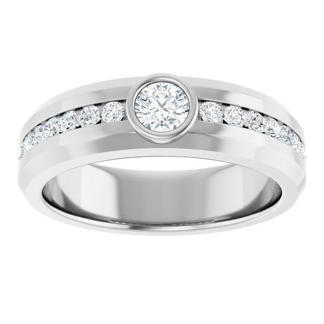14K Gold Round Lab-Grown Diamond Accented Band - 4.1mm Stones - White Gold - view 3